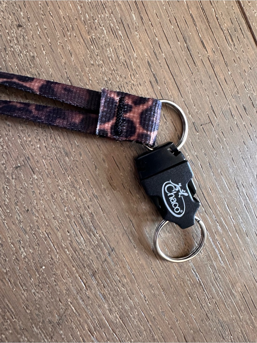 Chaco Leopard Print Lanyard Keychain Double Ring Buckle Strap